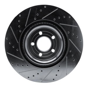Ford Explorer Brake Rotor (1) - Front Right - R1 Concepts - Drilled & Slotted - Silver - `20-`25